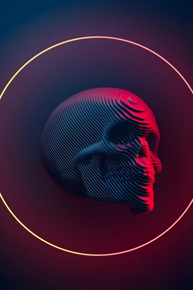 Череп в кругу на черном фоне