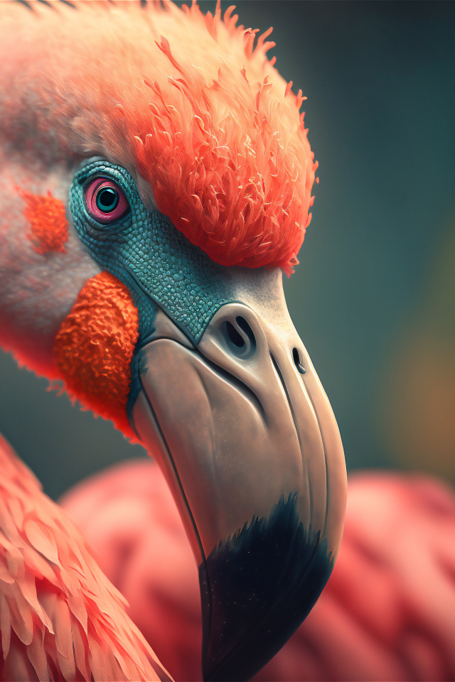 Большой нарисованный розовый фламинго