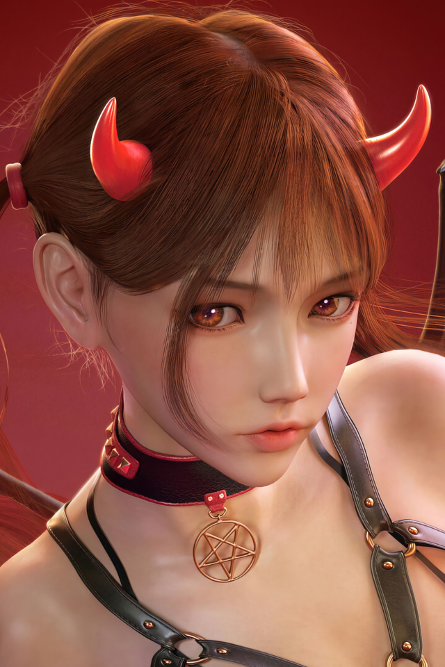 Девушка аниме демон с крыльями