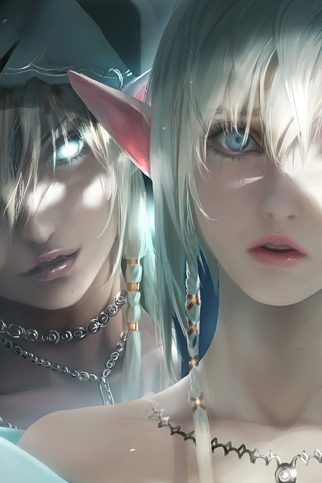 Девушка и парень аниме с светящимися глазами