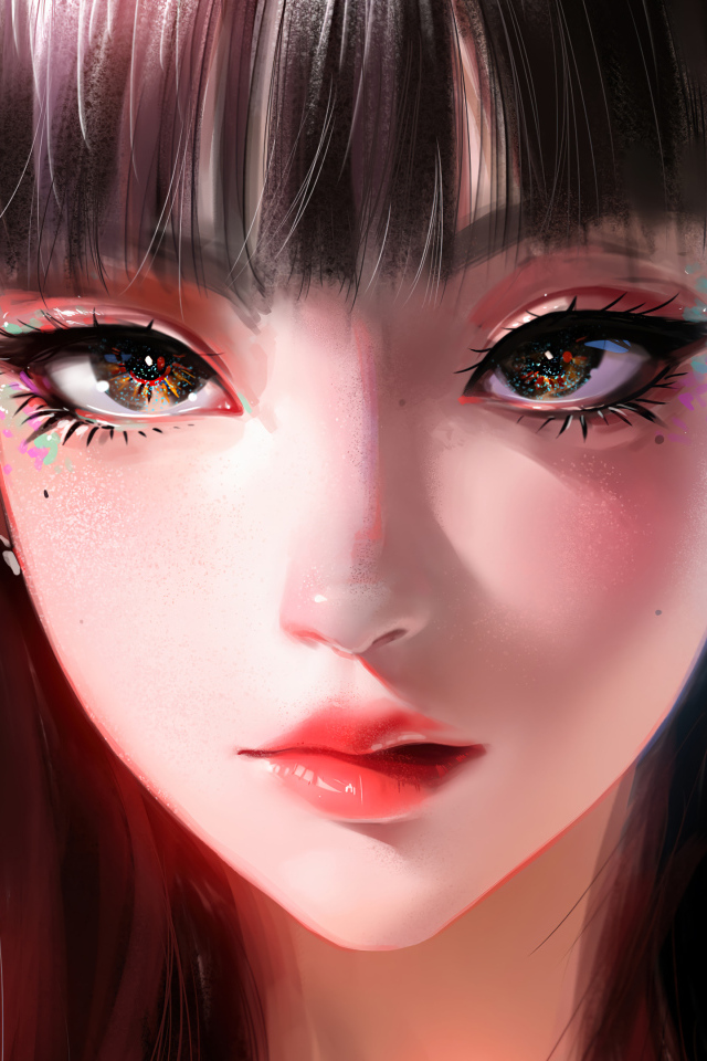 Большие красивые глаза девушки аниме