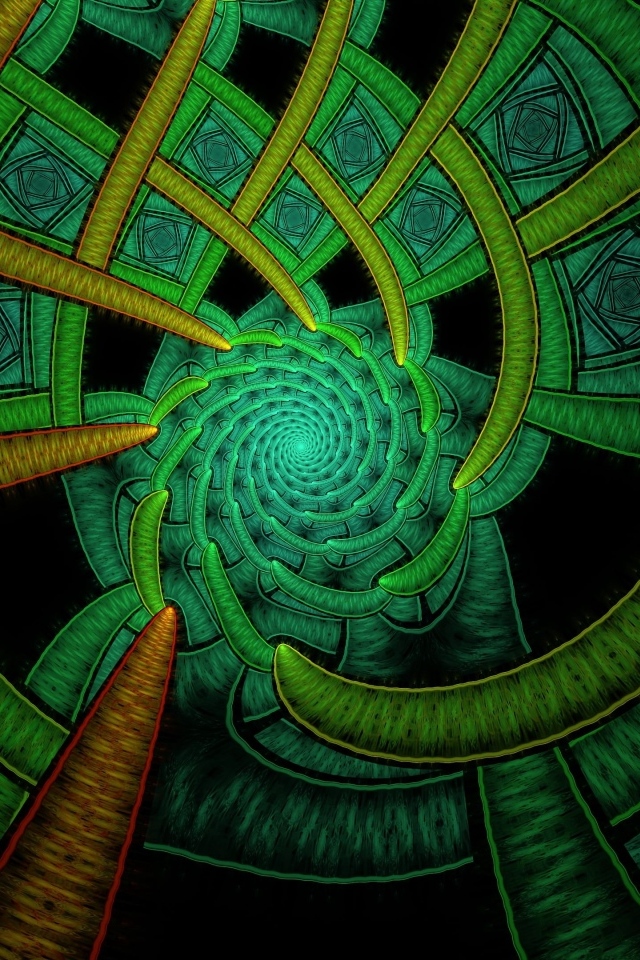 Зеленый фрактальный  красивый узор 