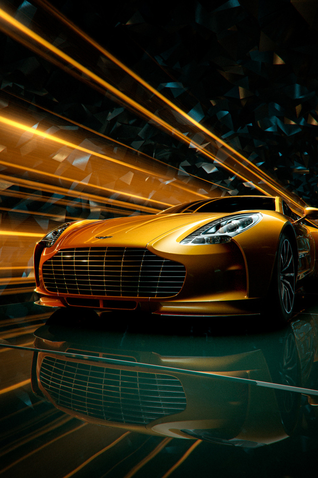 Оранжевый автомобиль Aston Martin One 77