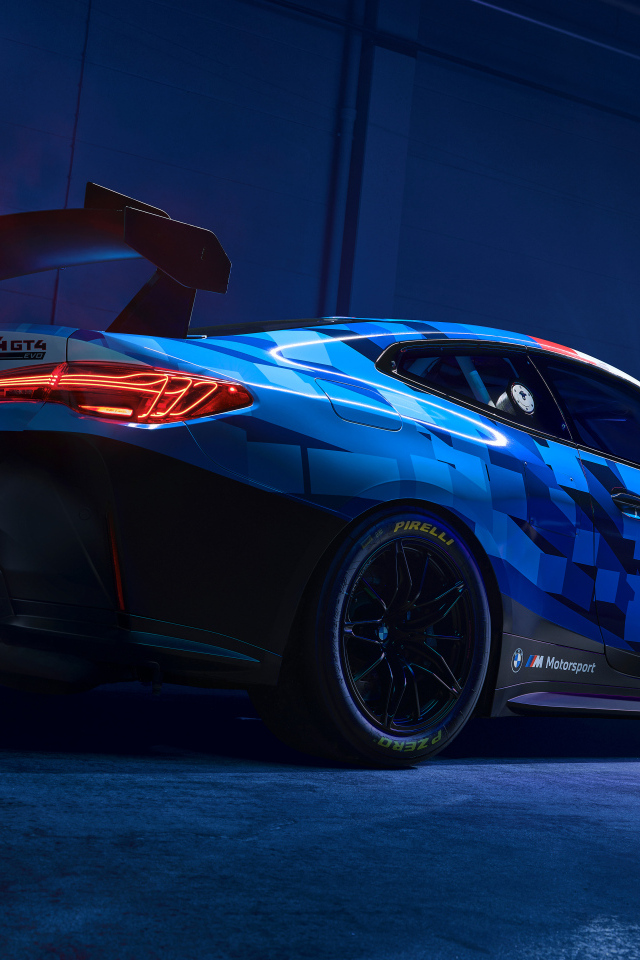 Вид сзади на автомобиль BMW M4 GT4 EVO