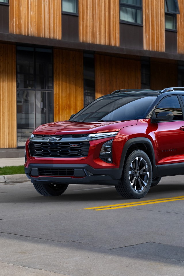 Красный автомобиль Chevrolet Equinox RS 2025 года