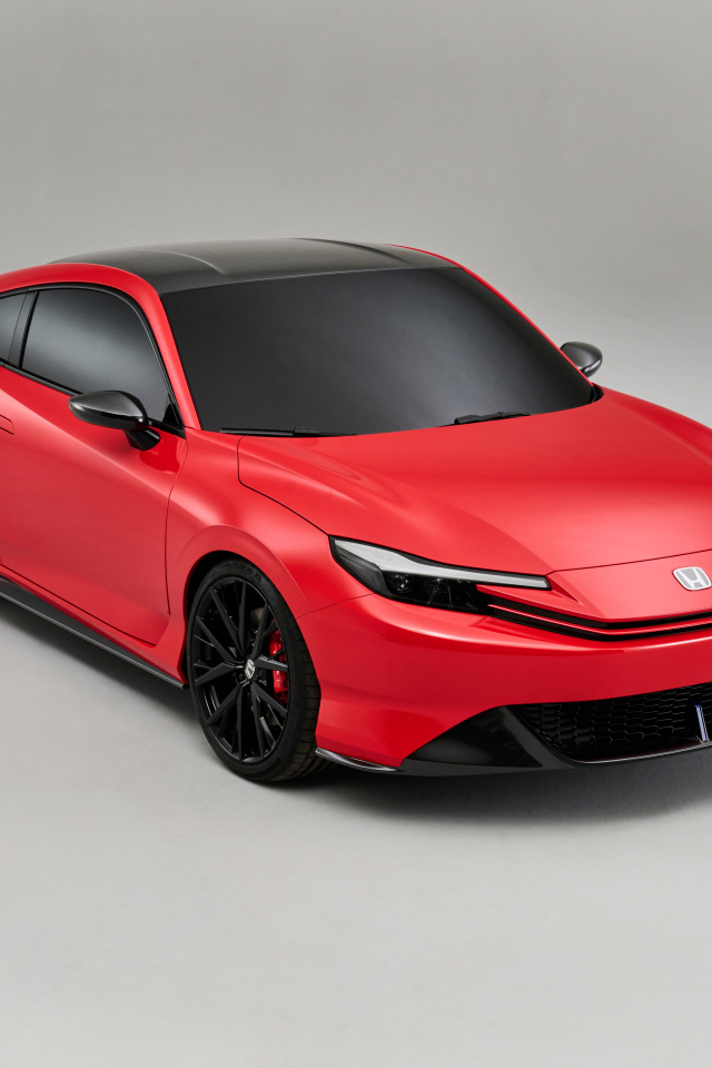 Красный автомобиль Honda Prelude Concept 2024 года на сером фоне