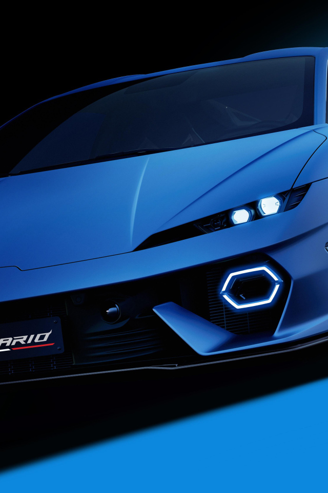 Синий автомобиль  Lamborghini Temerario 2024 года
