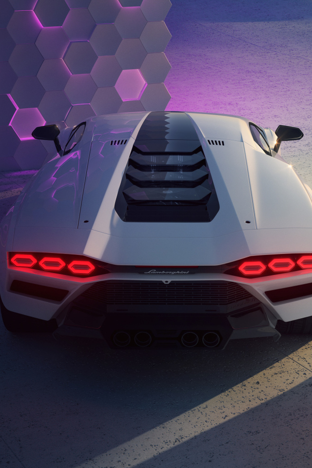 Вид сзади на автомобиль Lamborghini Countach