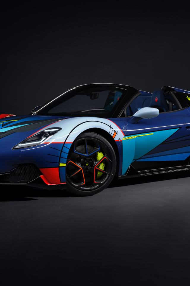 Разноцветный автомобиль Maserati MC20 Cielo Opera DArte 2024 года