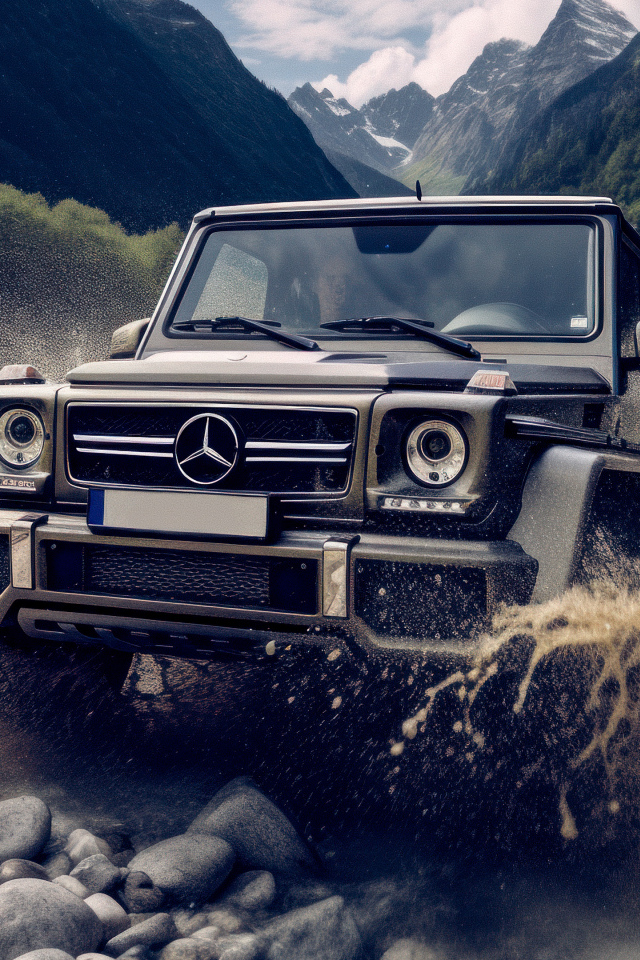Внедорожник Mercedes-Benz G63 AMG в реке