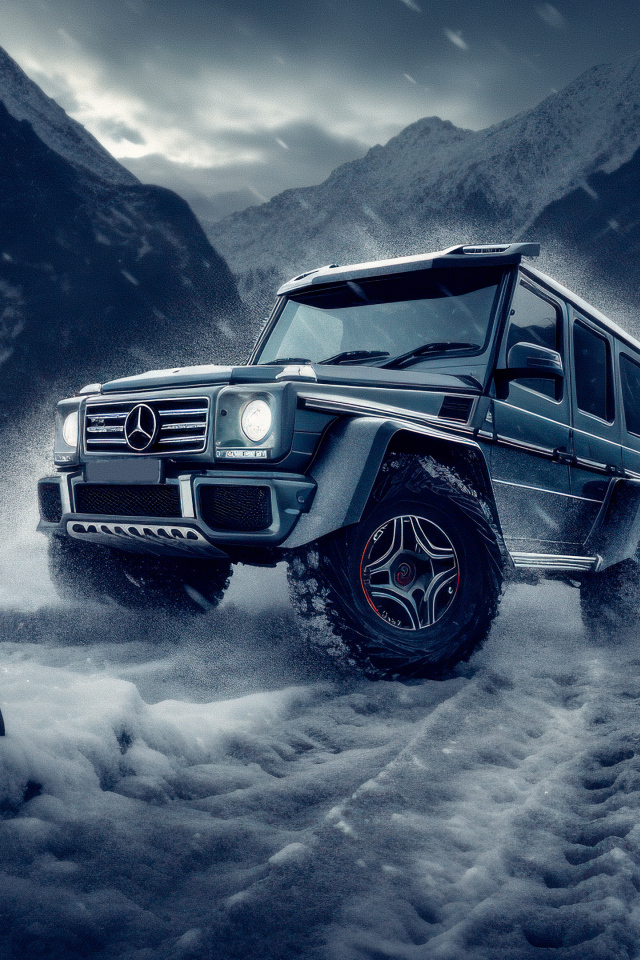 Внедорожник Mercedes-Benz G63 AMG на снегу