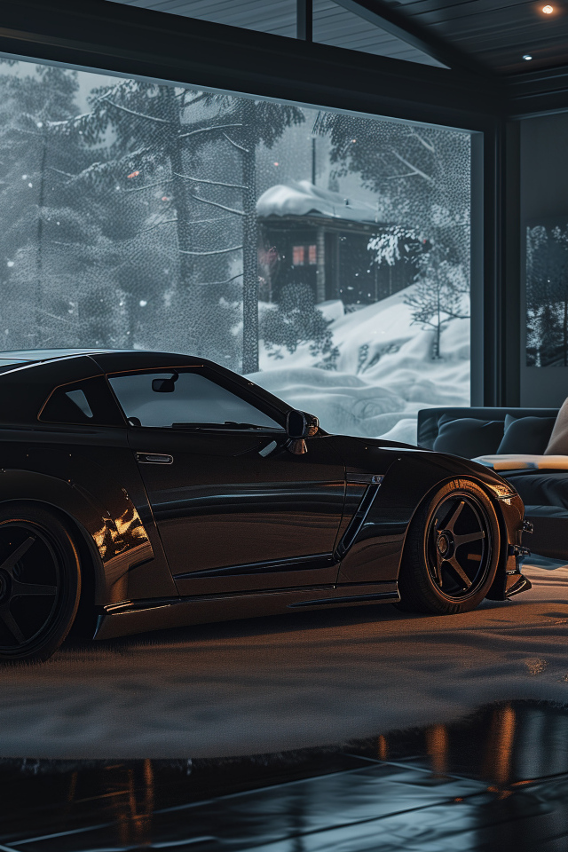 Автомобиль Nissan Skyline GT-R в комнате