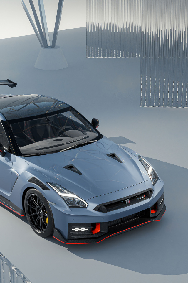 Вид сверху на автомобиль Nissan GT-R Nismo