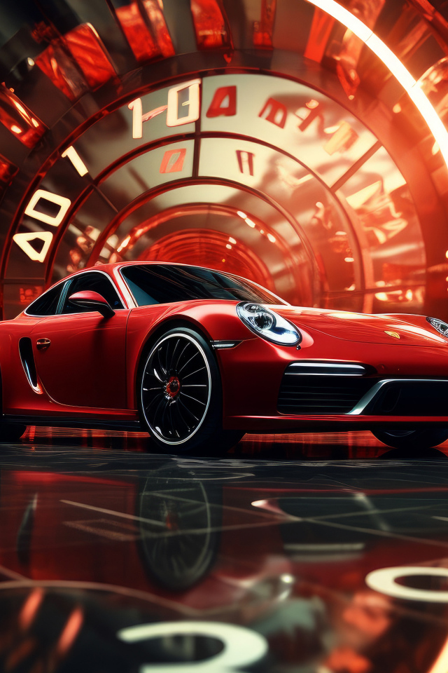 Красный автомобиль Porsche GT3 RS