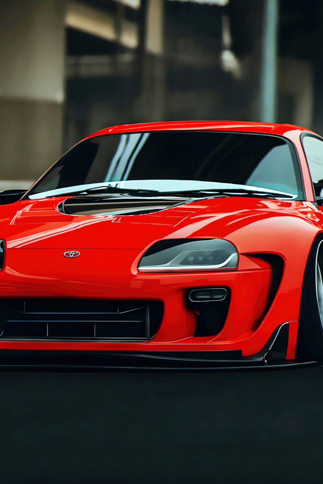 Красный автомобиль Toyota Supra MK4 Retro AI