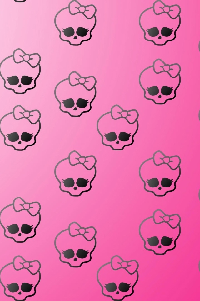 Черепа с бантами на розовом фоне