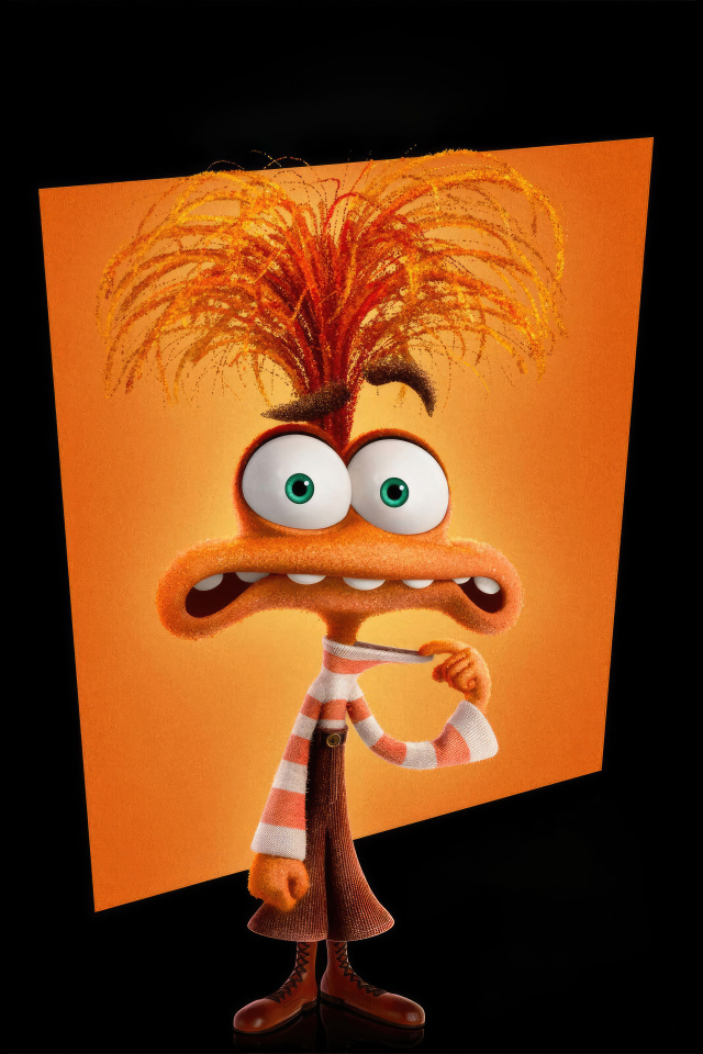 Персонаж Тревожность нового мультфильма Головоломка 2 на черном фоне, 2024