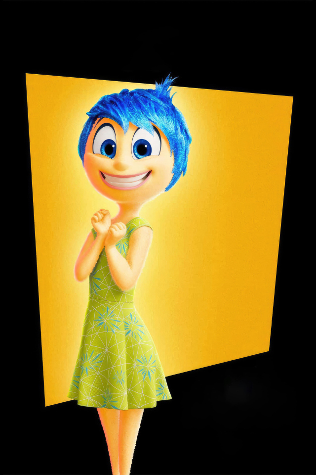 Персонаж Радость нового мультфильма Головоломка 2 на черном фоне, 2024