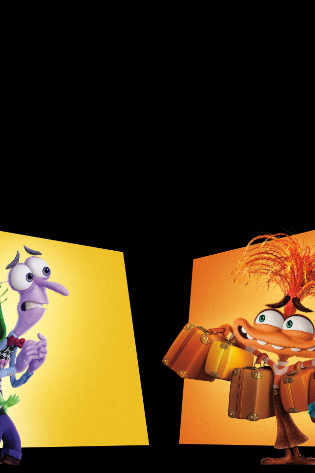 Забавные персонажи мультфильма Головоломка 2 на черном фоне