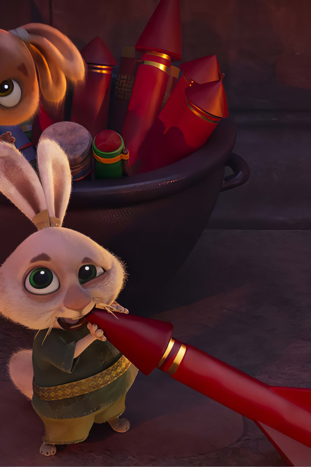 Зайцы с фейерверком из мультфильма Кунг Фу  панда  4