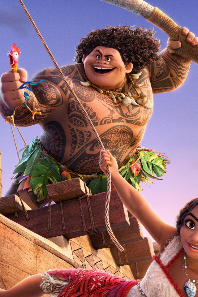 Персонажи мультфильма Моана 2 на корабле