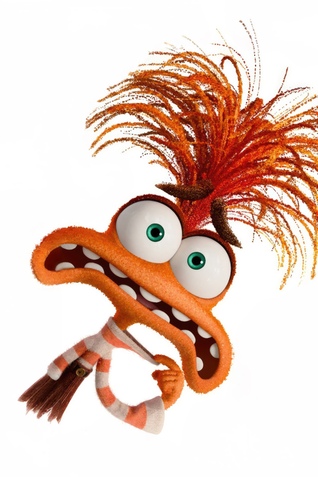 Оранжевый персонаж Тревожность из мультфильма Головоломка 2 на белом фоне