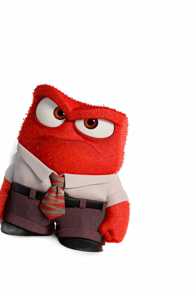 Красный персонаж Гнев из мультфильма Головоломка 2 на белом фоне