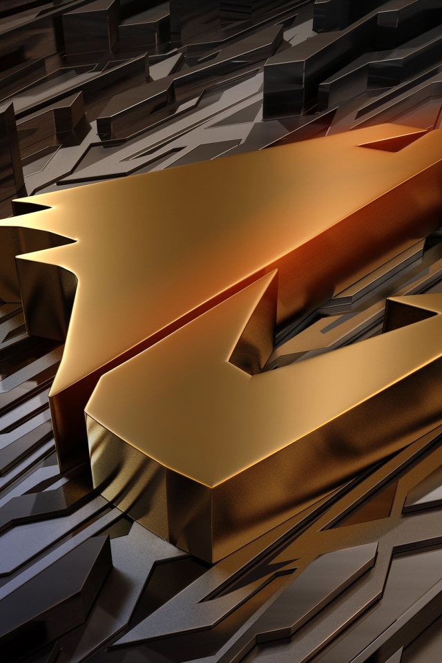 Золотой логотип компании aorus gigabyte