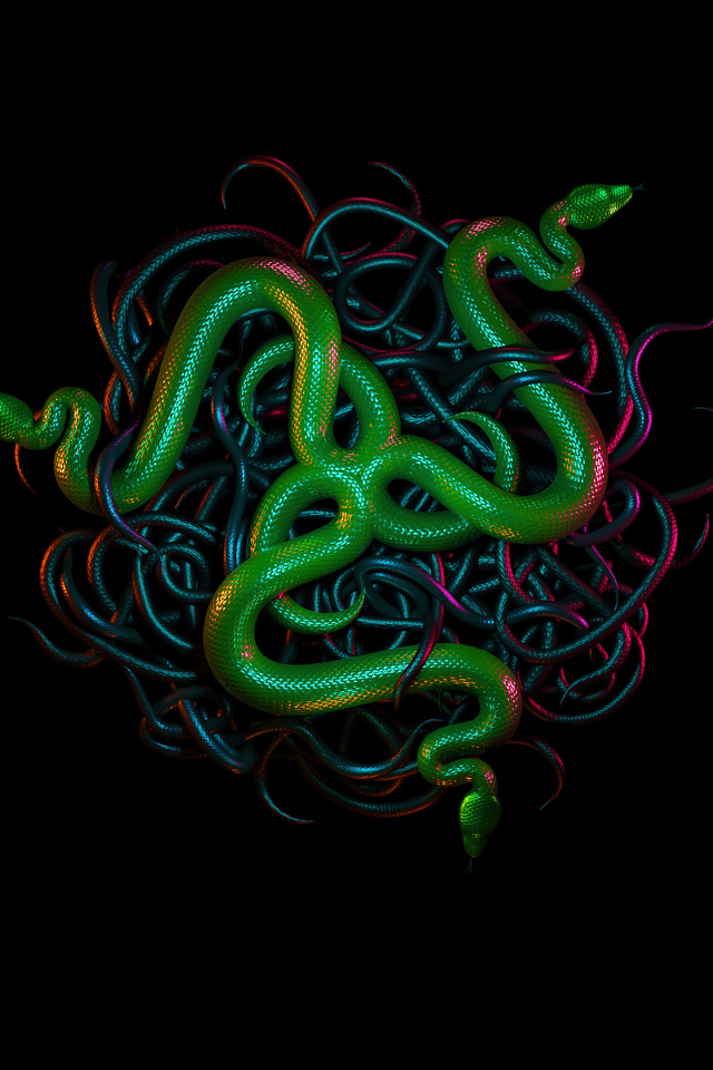 Зеленая змея  логотип razer на черном фоне