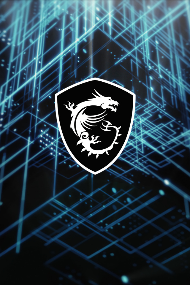 Логотип msi на неоновом фоне с линиями