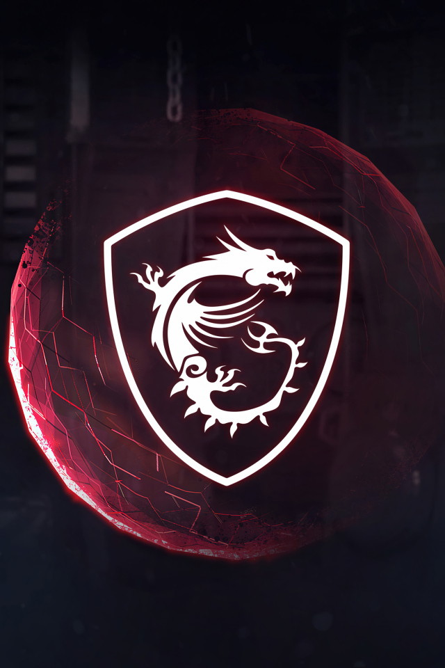 Логотип msi с белым драконом на сером фоне