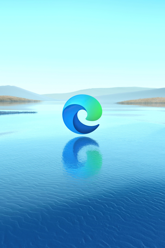 Логотип microsoft edge над водой 