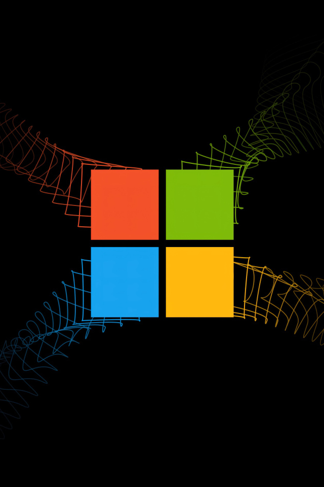 Разноцветный значок microsoft windows на черном фоне