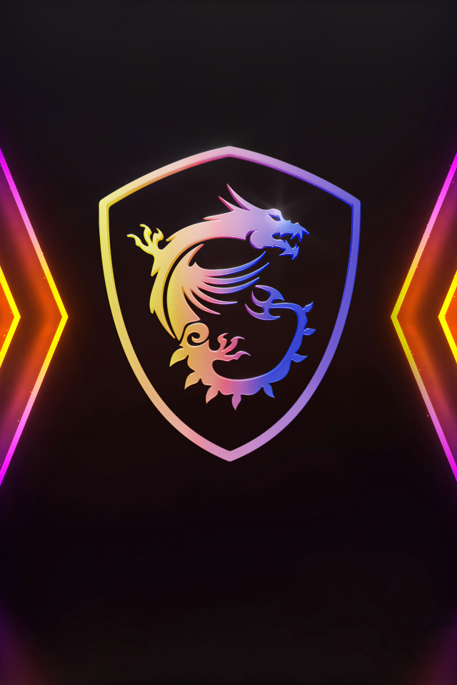 Разноцветные неоновые указатели для логотипа msi