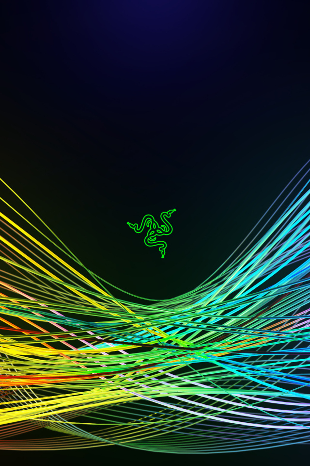 Логотип razer на черном фоне с неоновыми волнами