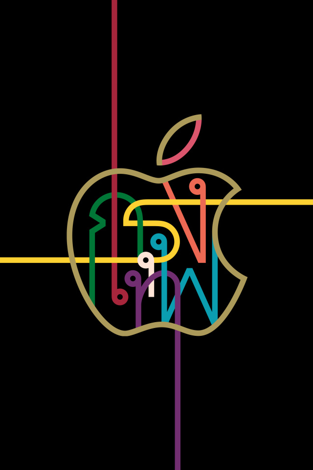 Логотип apple с узорами на черном фоне