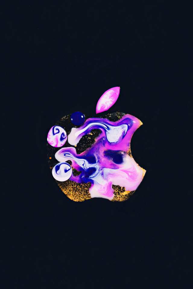 Размытый логотип apple на черном фоне