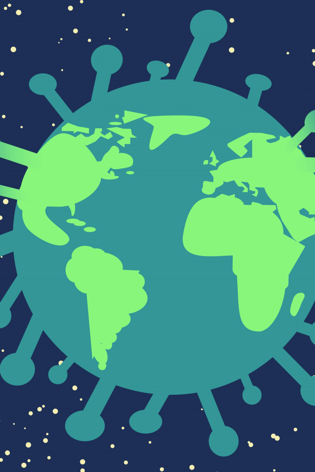 Бактерия коронавируса на синем фоне