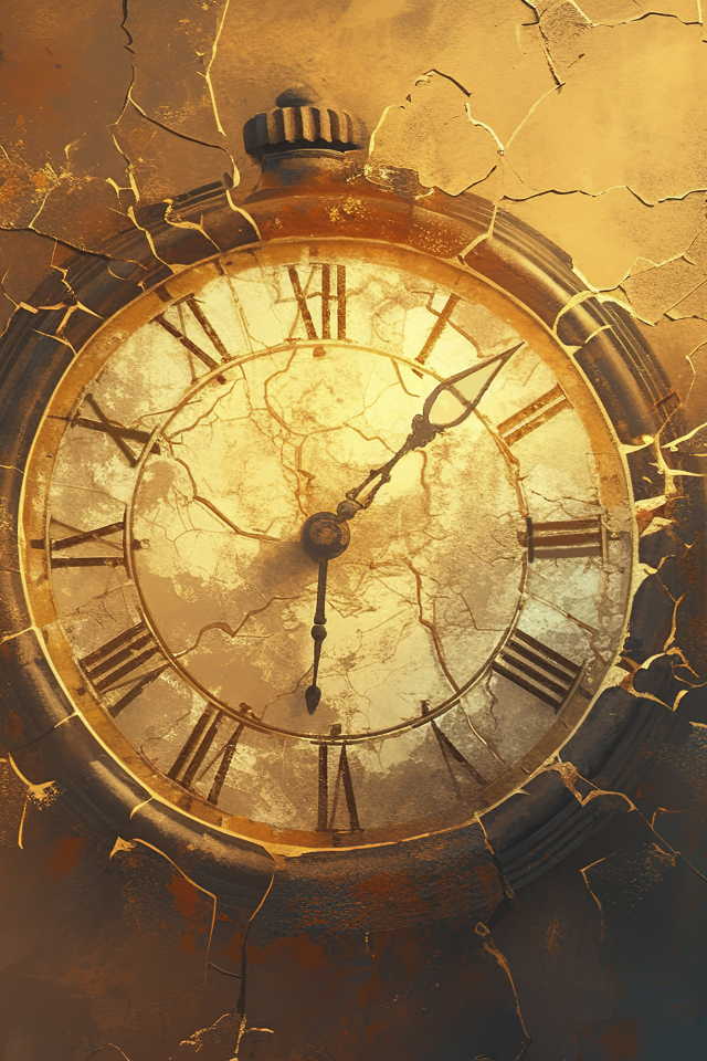 Старые часы на разрушающейся стене