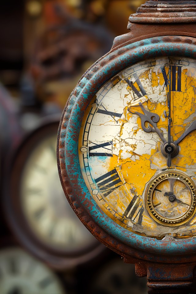 Старые ржавые часы крупным планом