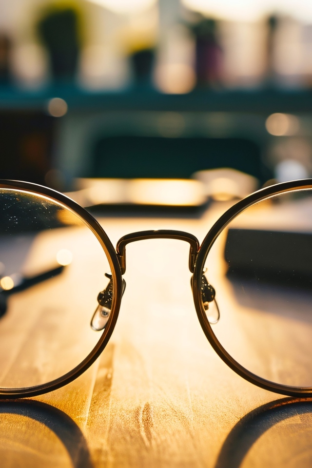 Очки для зрения лежат на столе