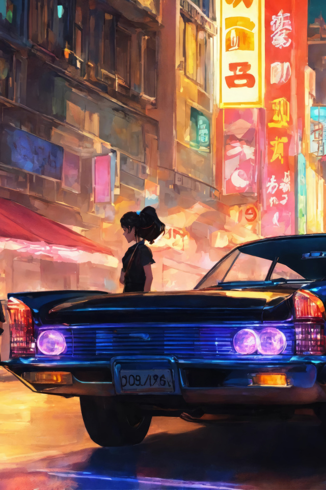 Черный автомобиль на улице в Китае