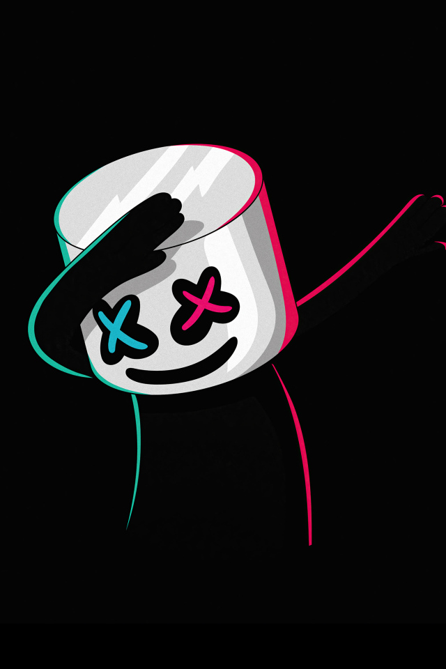 Нарисованный диджей Маршмеллоу на черном фоне