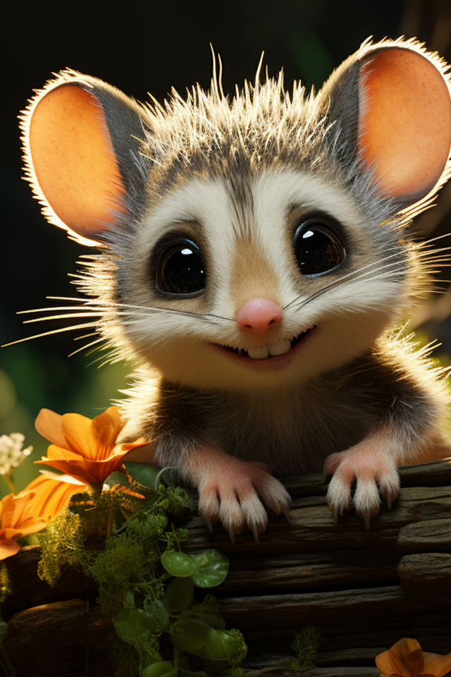 Смешной маленький нарисованный опоссум 