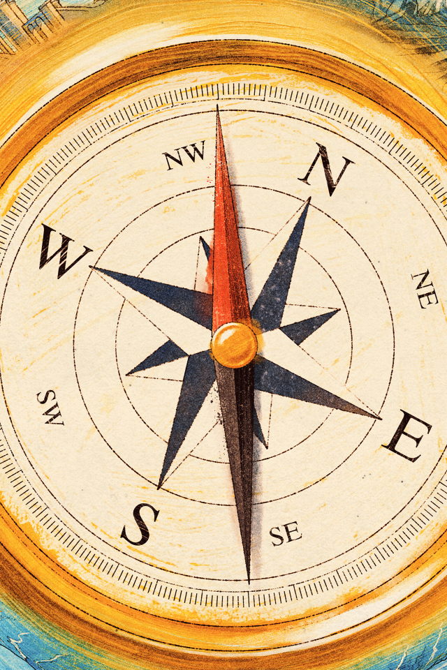 Большой нарисованный компас 