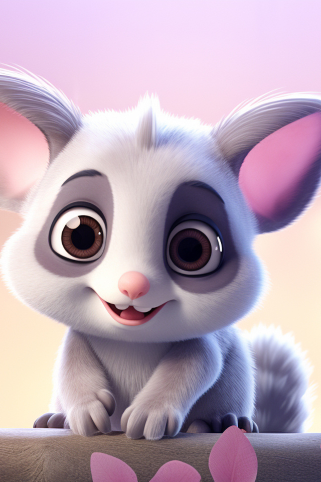 Маленький серый нарисованный опоссум