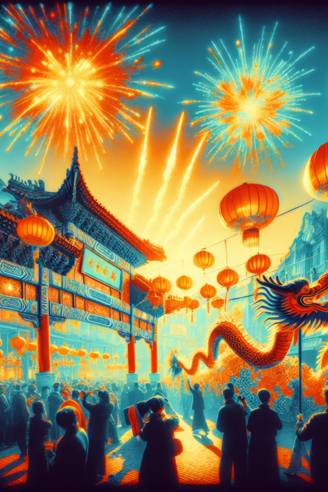 Новый год на улице Китайского города