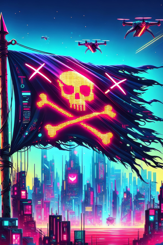 Пиратский флаг над городом