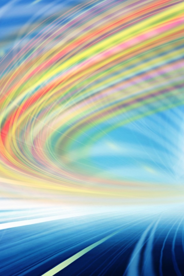 Радужные абстрактные волны на голубом фоне