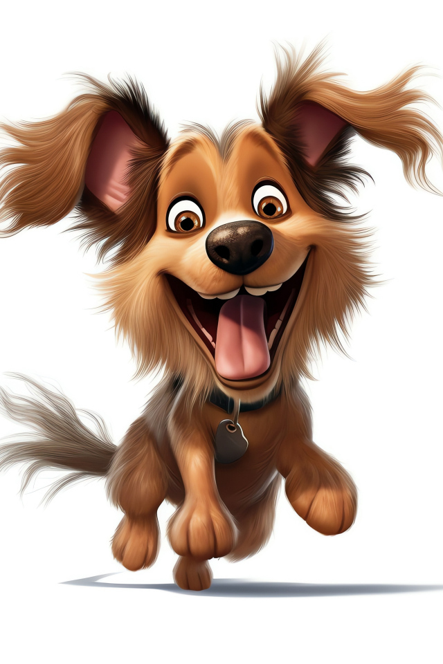 Довольный нарисованный щенок на белом фоне